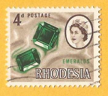Rhodesia-4d-Cancel-Used-Thematic-Industry-Emeralds