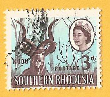 Southern Rhodesia-3d-Cancel-Used-Thematic-Fauna-Kudu