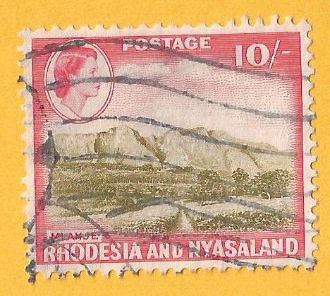 Rhodesia and Nyasaland-10/-Cancel-Used-Thematic-Scenery