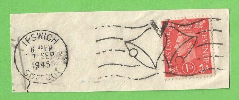England-Cancel-1945 IPSWICH-1d-On Paper-Used-Thematic-Famous Person