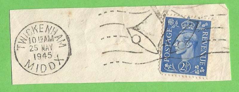 England-Cancel-1945 TWICKENHAM MIDDX-2½d-On Paper-Used-Thematic-Famous Person