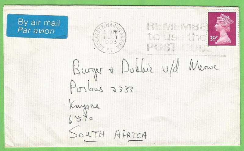 Domestic Mail-Cover-England-Machin-39p-Cancel-Thematic-Famous Person
