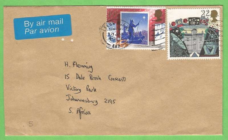 Domestic Mail-Cover-England-Cancel-Thematic-Christmas-Building-Technology