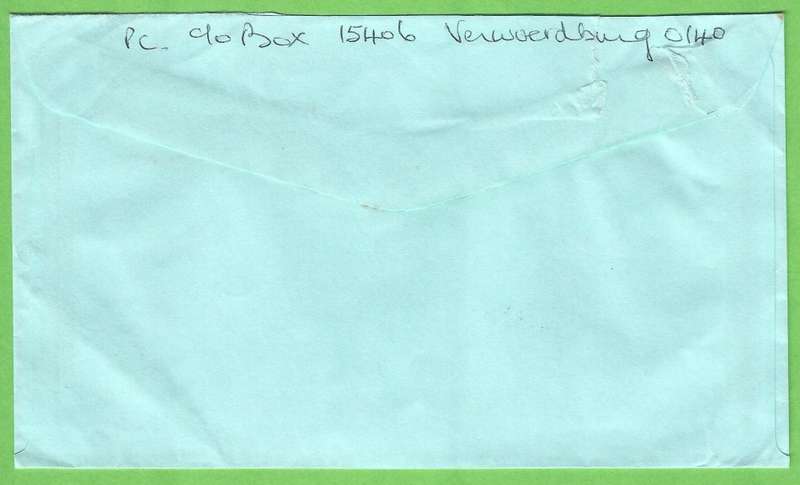 RSA-Domestic Mail-Cover-Ink Jet Stamp Cancelling-1995-Pretoria-Thematic-Fauna-Rhino