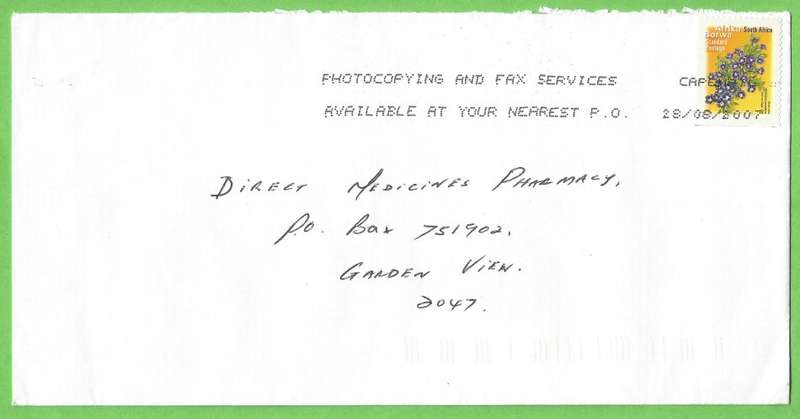 RSA-Domestic Mail-Cover-Ink Jet Stamp Cancelling-2007-Capemail-Thematic-Flora