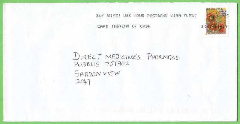 RSA-Domestic Mail-Cover-Ink Jet Stamp Cancelling-2007-Witspos-Thematic-Flora