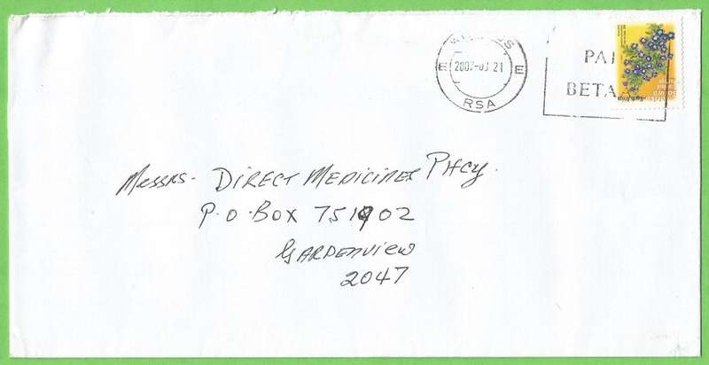 RSA-Domestic Mail-Cover-Cancel-2007-Thematic-Flora