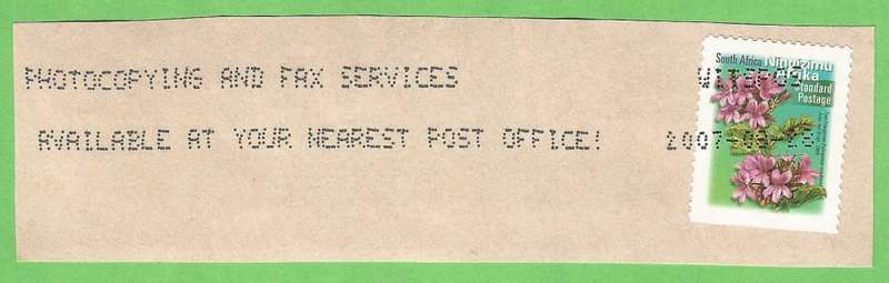 RSA-Ink Jet Stamp Cancelling-2007-Witspos-On Paper-Thematic-Flora