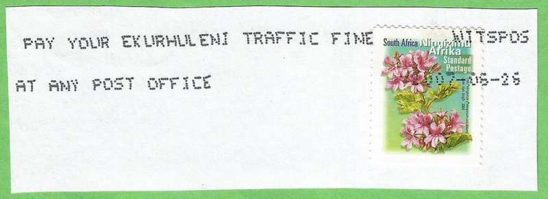 RSA-Ink Jet Stamp Cancelling-2007-Witspos-On Paper-Thematic-Flora