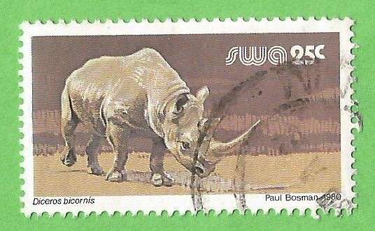 South West Africa-25c-Used-Cancel-Thematic-Fauna