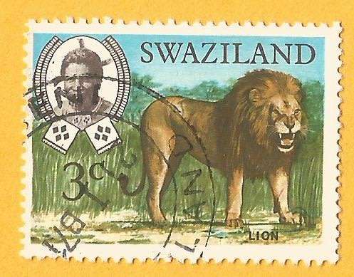 Swaziland-3c-Used-Cancel-Thematic-Fauna-Lion