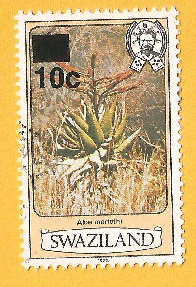 Swaziland 1984 Flowers - Previous Issues Surcharged -10c on 4c -Overprint-Used-Cancel-Thematic-Flora