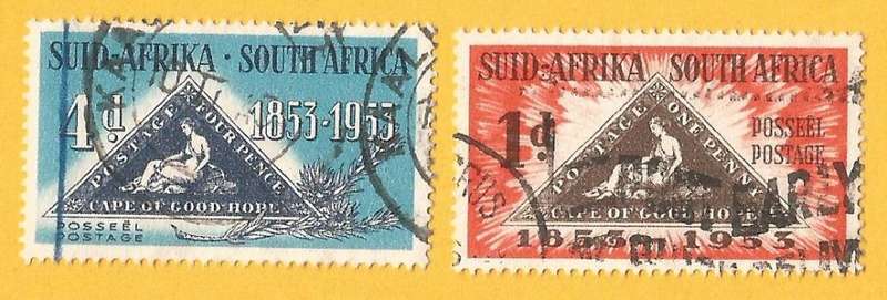 Union of South Africa-SACC 143+144-Full Set-Used-Centenary of Cape Triangle-Thematic-Symbol-Triangle