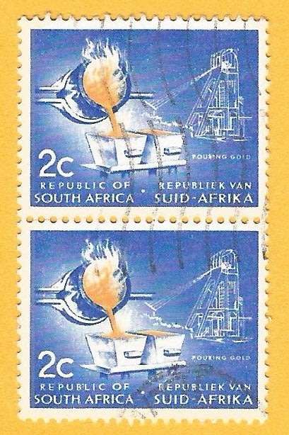 RSA-First Definitive-2c-Pouring Gold-Used-Cancel-Thematic-Industry-Mining-Gold