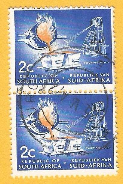 RSA-First Definitive-2c-Pouring Gold-Used-Cancel-Thematic-Industry-Mining-Gold