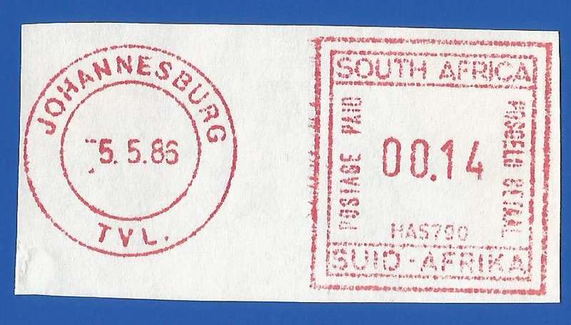 RSA-Cancel-Postmark-Post Mark-1986-Johannesburg-Postage Paid