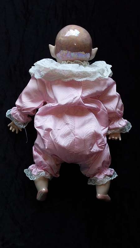 Kay McKee 1986 Pixie Doll. Pink. Very collectable Marked Bell Ceramics