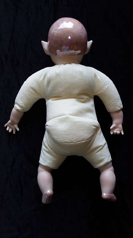 Kay McKee 1986 Pixie Doll. Pink. Very collectable Marked Bell Ceramics