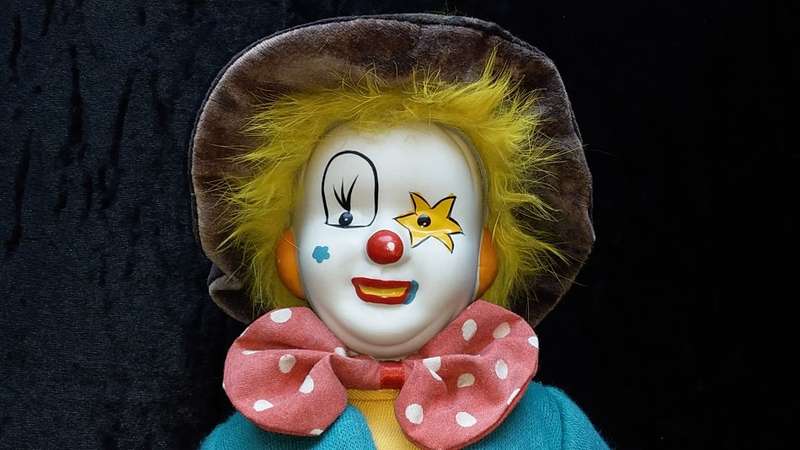 Clown- Collectors Doll-Not Marked. Check pants and pink bow tie