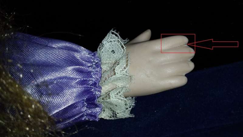 Collectors Doll with Glasses. Purple outfit. -Not Marked
