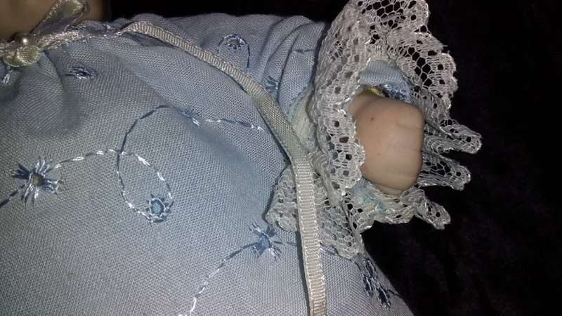 Sleeping Baby Doll Blue outfit. Collectable Doll -Not Marked