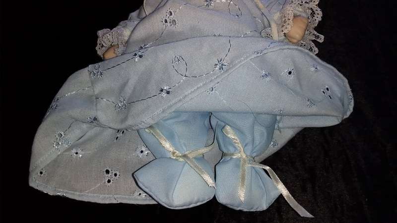 Sleeping Baby Doll Blue outfit. Collectable Doll -Not Marked