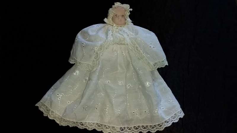 Baby Doll in White Christening gown Collectors Doll-Not Marked