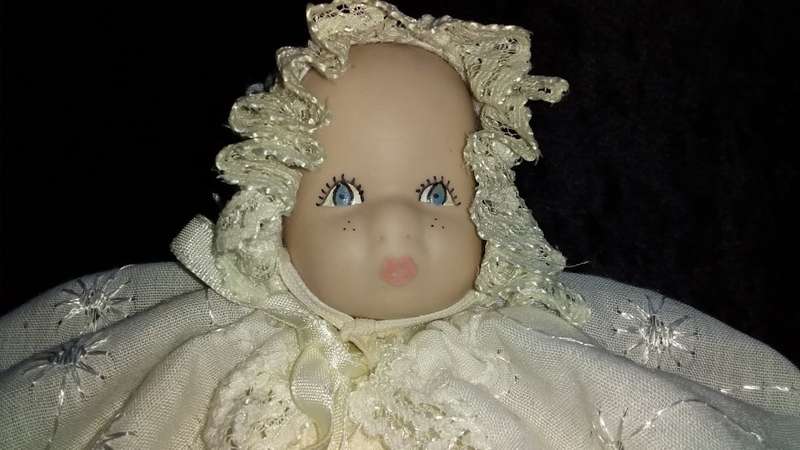 Baby Doll in White Christening gown Collectors Doll-Not Marked