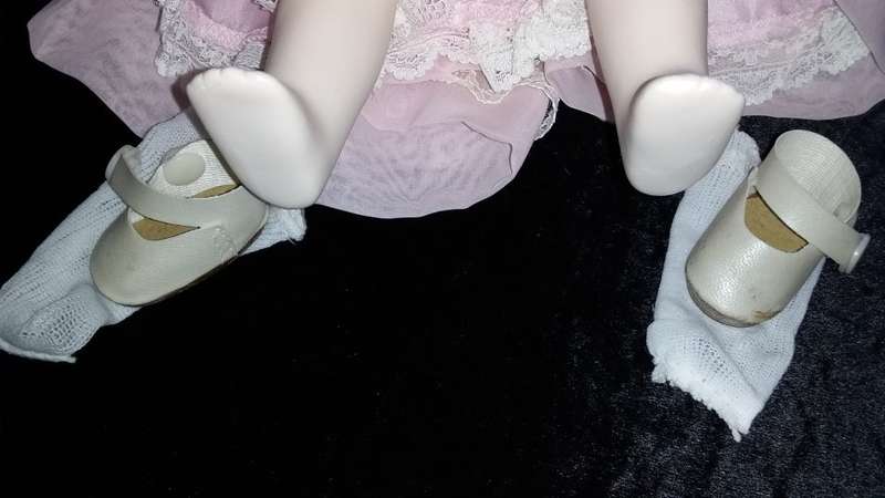Collectors Doll- Marked- Heritage Dolls. Pink dress and white lace trim