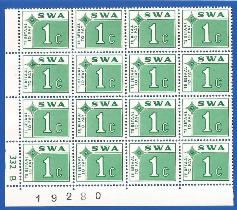 SWA 1972 Postage dues SACC62 - MNH - Corner block