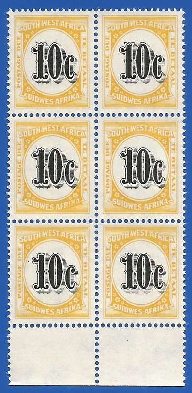 SWA 1961 Postage dues SACC61 - MNH - Marginal Piece Vignette shifted to the right