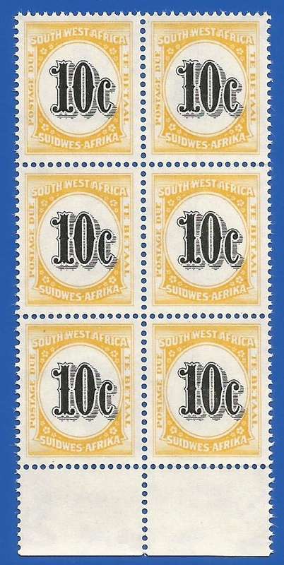 SWA 1961 Postage dues SACC61 - MNH - Marginal Piece. Vignette shifted right