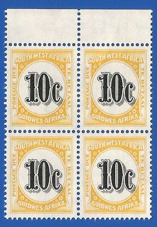 SWA 1961 Postage dues SACC61 - MNH - Marginal Piece line from margin into stamp