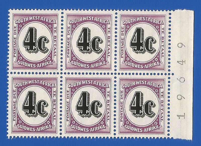 SWA- 4c- 1961 Postage dues SACC58- MNH - lines through stamp. Sheet number