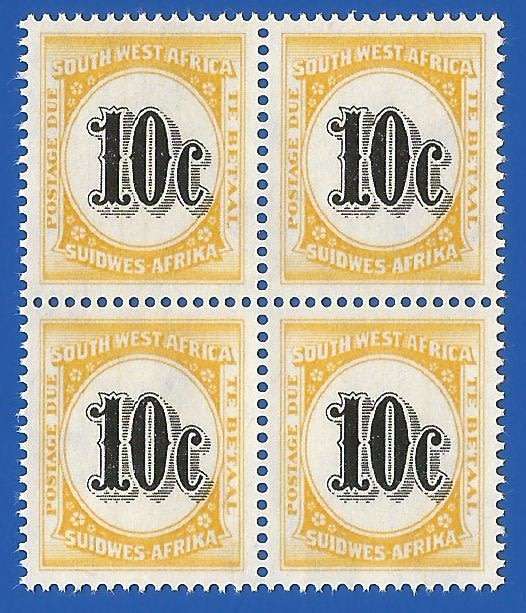 SWA 1961 Postage dues SACC61 - MNH Vignette shifted to the right