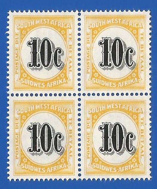 SWA 1961 Postage dues SACC61 - MNH Vignette shifted to the right