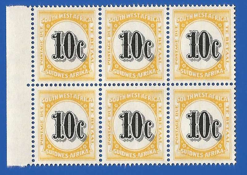 SWA 1961 10c Postage dues SACC61 - MNH Vignette shifted to the right