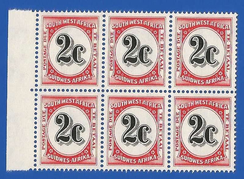 SWA- Postage dues- SACC57 - 2c - MNH lines through stamp