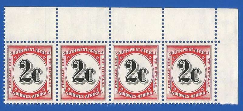 SWA- Postage dues- SACC57 - 2c - MNH lines through stamp