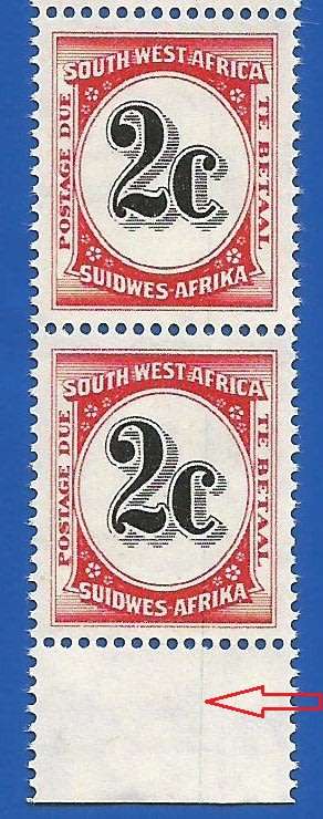 SWA- Postage dues- SACC57 - 2c - MNH lines through stamp