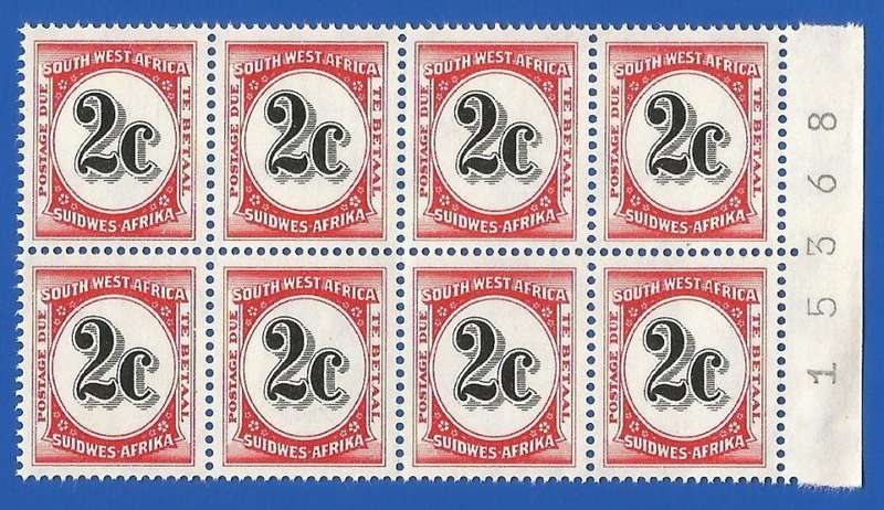 SWA- Postage dues- SACC57 - 2c - MNH Sheet number extended block