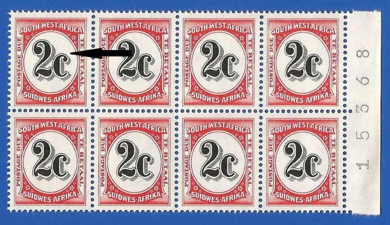 SWA- Postage dues- SACC57 - 2c - MNH Sheet number extended block