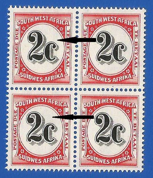 SWA- Postage dues- SACC57 - 2c - MNH lines through stamp