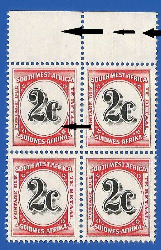 SWA- Postage dues- SACC57 - 2c - MNH lines through stamp
