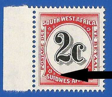 SWA- Postage dues- SACC57 - 2c - MNH line through stamp