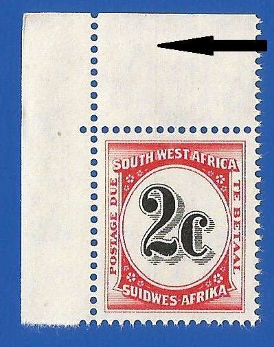 SWA- Postage dues- SACC57 - 2c - MNH Variety line through stamp