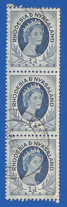 Rhodesia and Nyasaland SACC2a - Coil- Strip of 3 Stamps- Used- Thematic- Famous Person