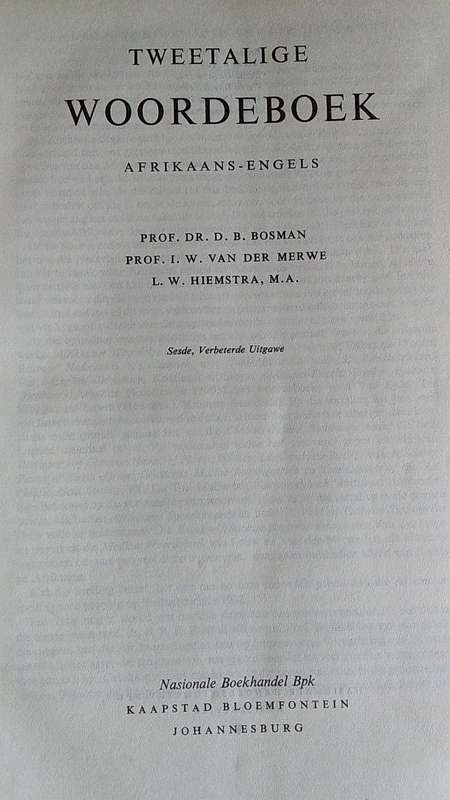 Book- 1966- Tweetalige Woordeboek- Afrikaans-Engels- 958 Pages