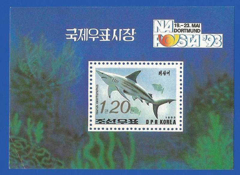 N. Korea- 1993- MNH- Miniature Sheet- Thematic- Fauna- Sea Life-Marine Life- Fish-Shark
