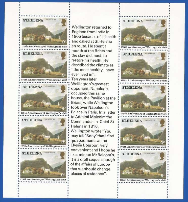 St Helena 1980 The 175th Anniversary of Wellington`s Visit -MNH-Sheet-Thematic-History-Scenery